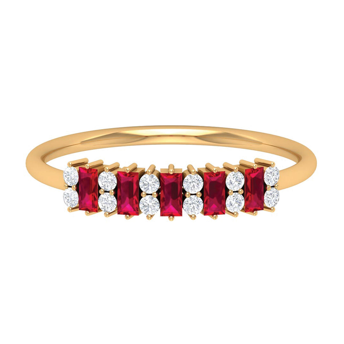 Minimalist Lab Created Ruby and Diamond Cluster Promise Ring | Rings | Wiccan Center