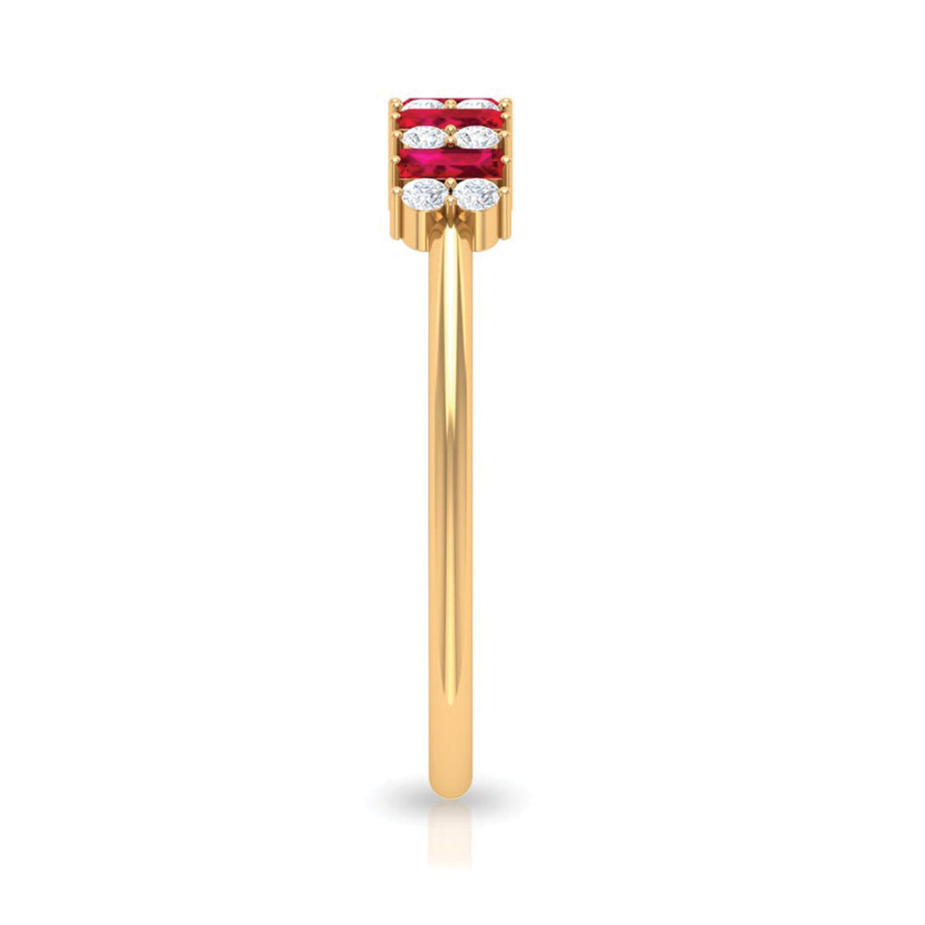 Minimalist Lab Created Ruby and Diamond Cluster Promise Ring