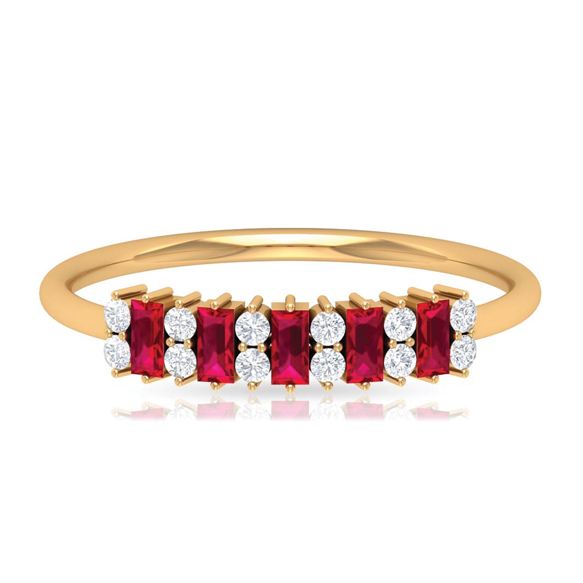 Minimalist Lab Created Ruby and Diamond Cluster Promise Ring