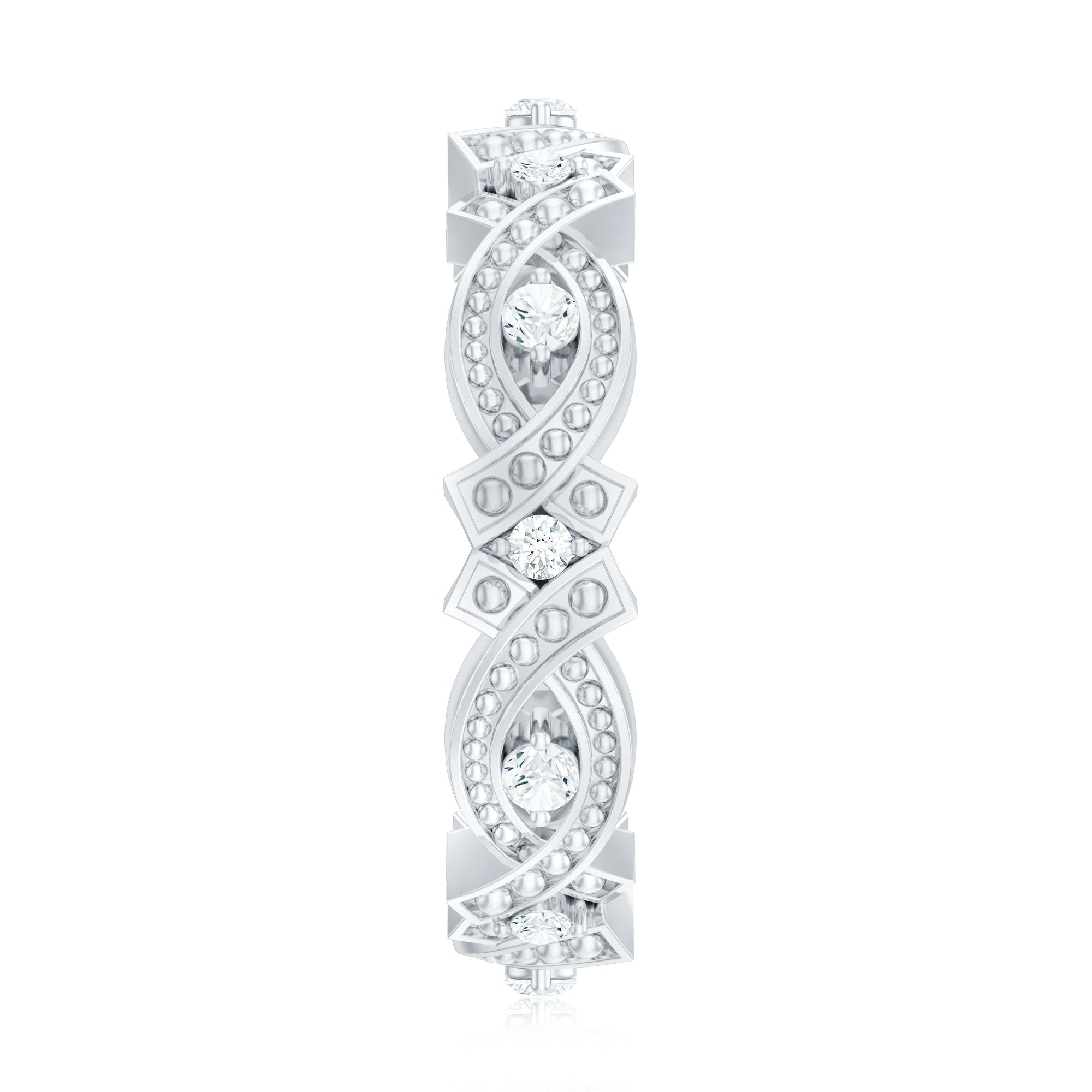 Vintage Inspired Moissanite Beaded Wedding Band