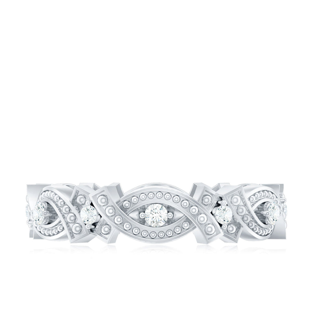 Vintage Inspired Moissanite Beaded Wedding Band