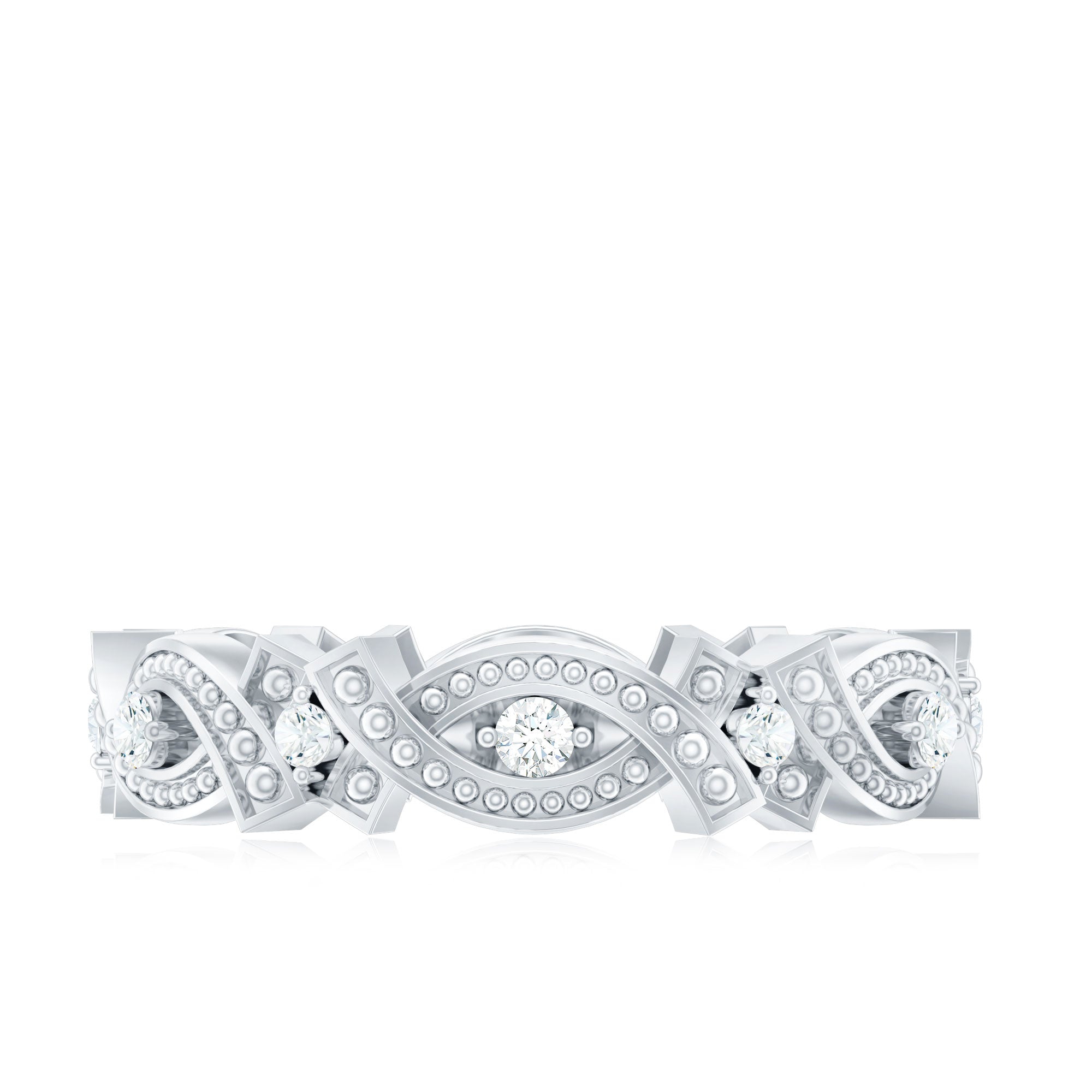 Vintage Inspired Moissanite Beaded Wedding Band