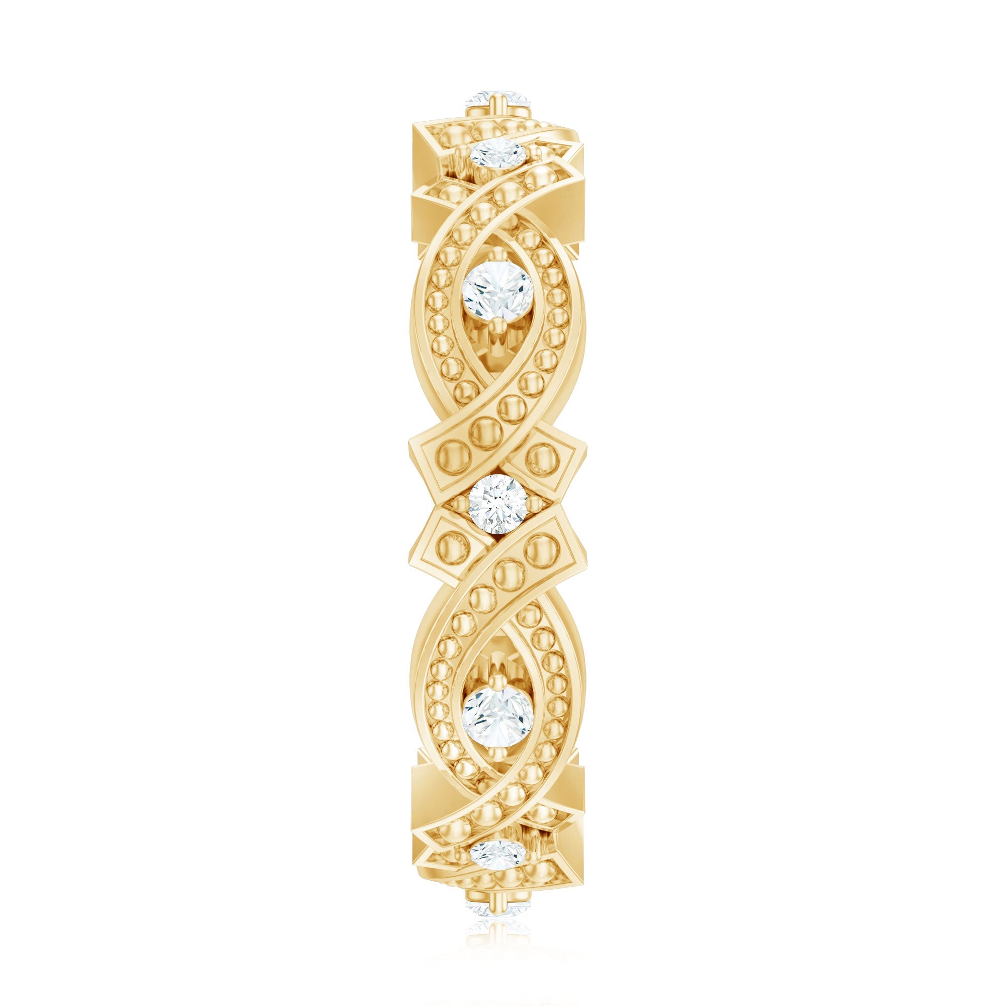 Vintage Inspired Moissanite Beaded Wedding Band