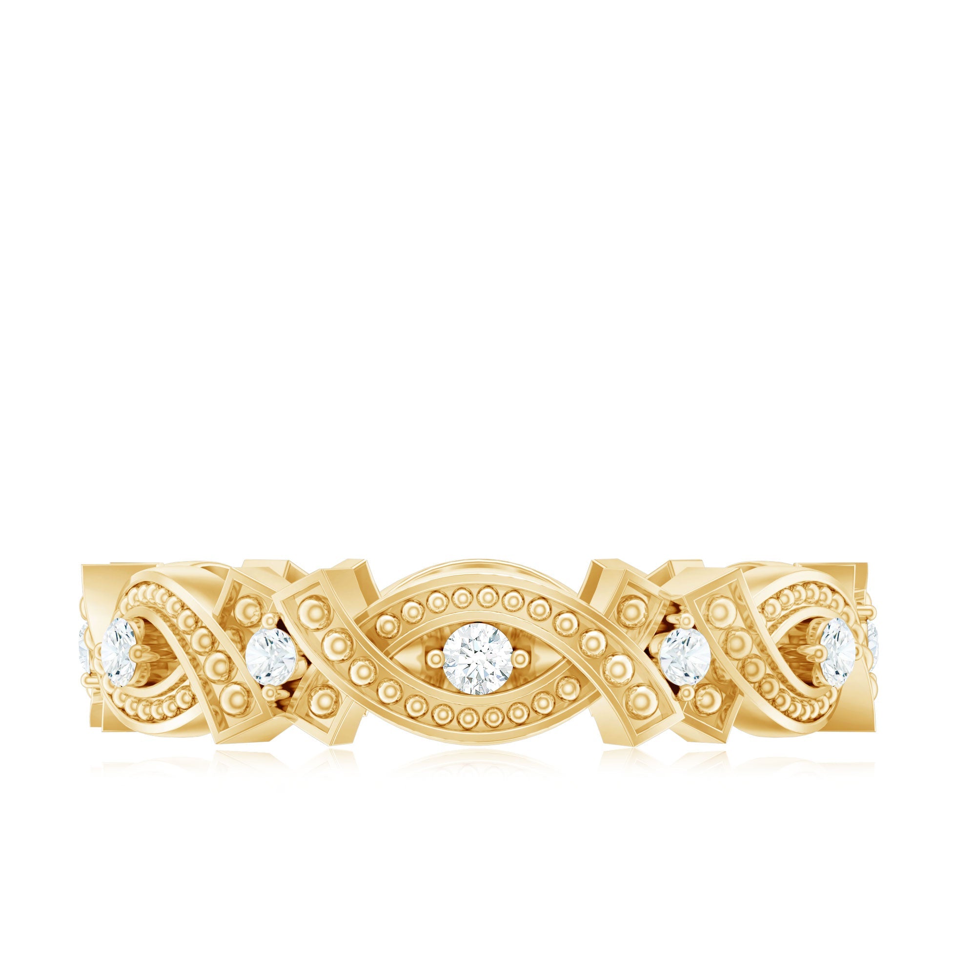 Vintage Inspired Moissanite Beaded Wedding Band