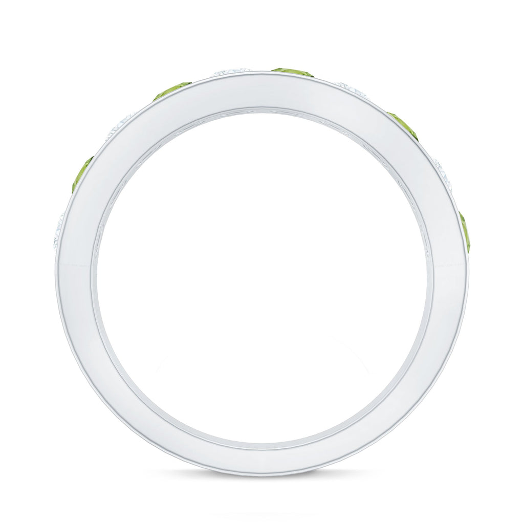 Channel Set Peridot and Diamond Half Eternity Ring for Women