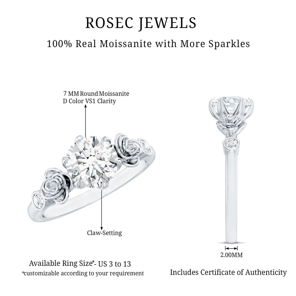 Brilliant Cut Moissanite Rose Engagement Ring For Women