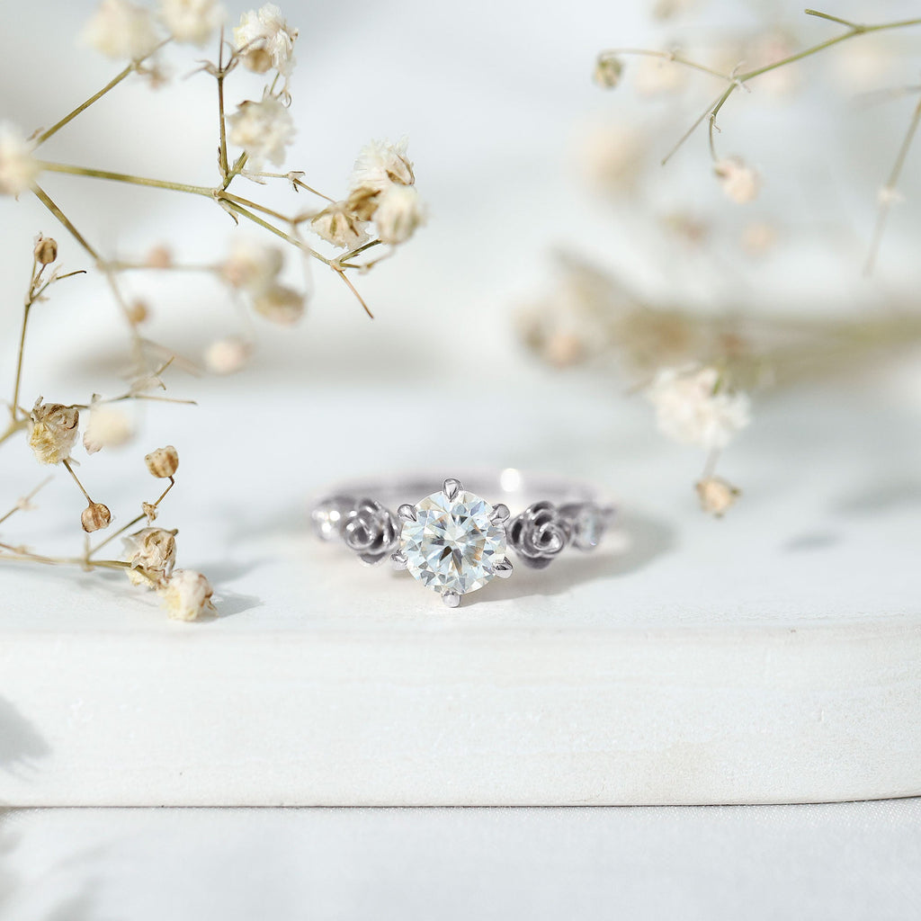 Brilliant Cut Moissanite Rose Engagement Ring For Women