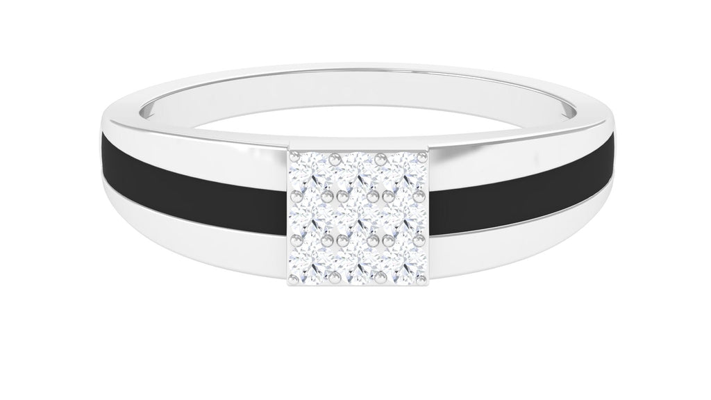 Certified Real Diamond Mens Engagement Band with Black Enamel