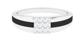 Certified Real Diamond Mens Engagement Band with Black Enamel