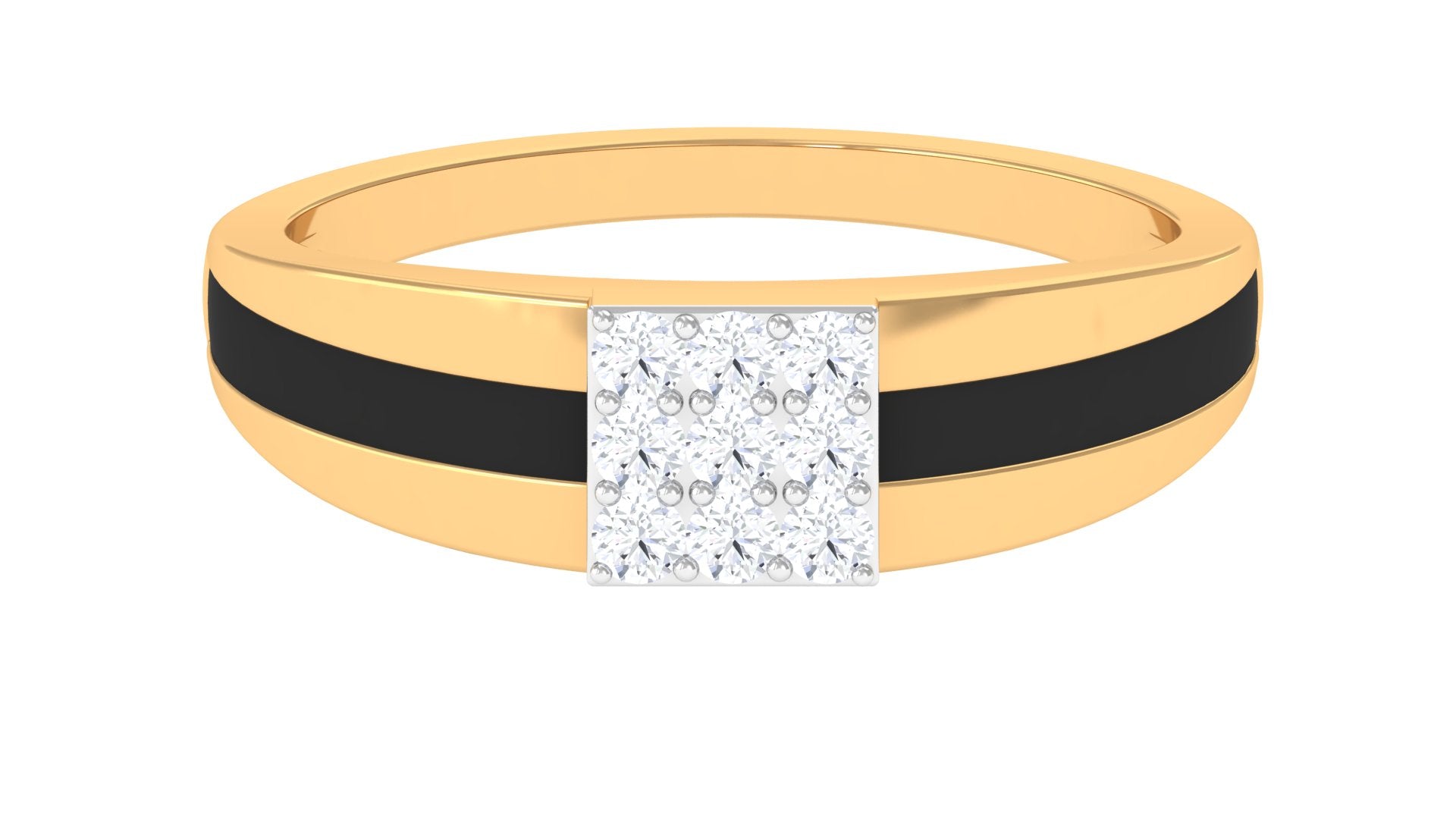 Certified Real Diamond Mens Engagement Band with Black Enamel | Rings | Wiccan Center
