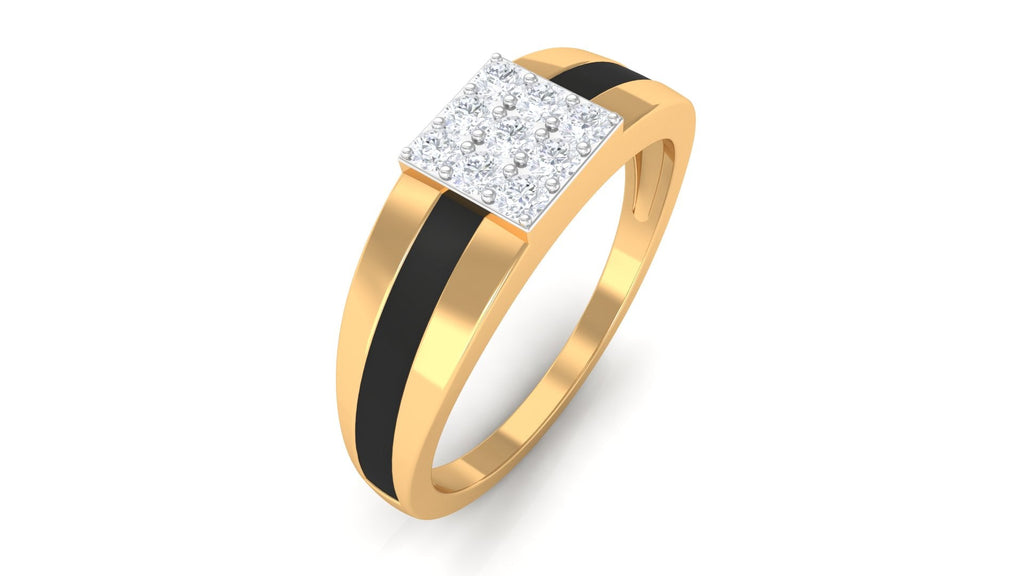 Certified Real Diamond Mens Engagement Band with Black Enamel