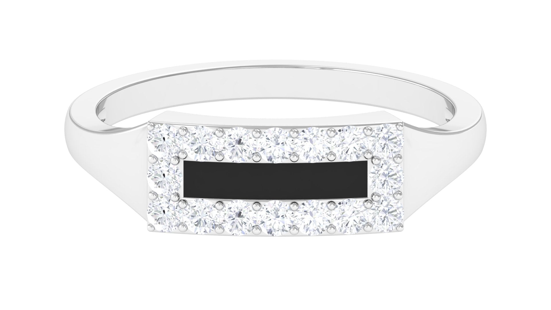 Natural Mens Diamond Band Ring with Black Enamel