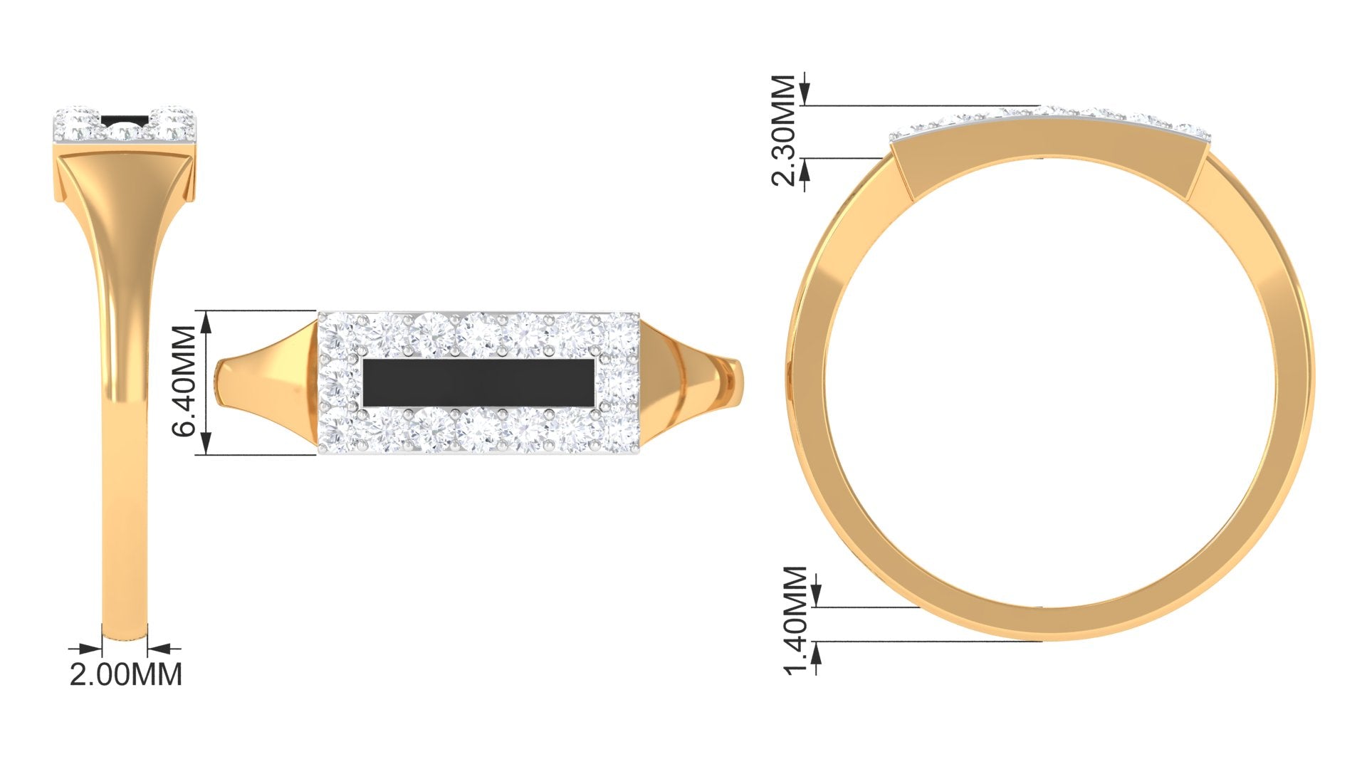 Natural Mens Diamond Band Ring with Black Enamel