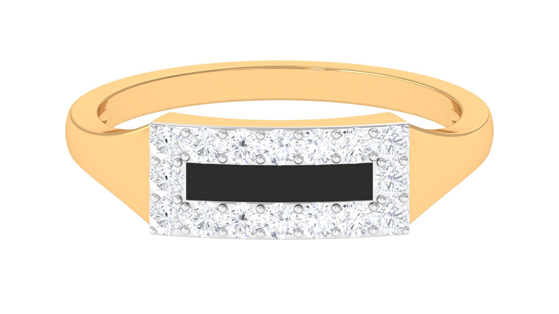 Natural Mens Diamond Band Ring with Black Enamel
