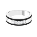 Certified Real Diamond Wedding Band with Black Enamel