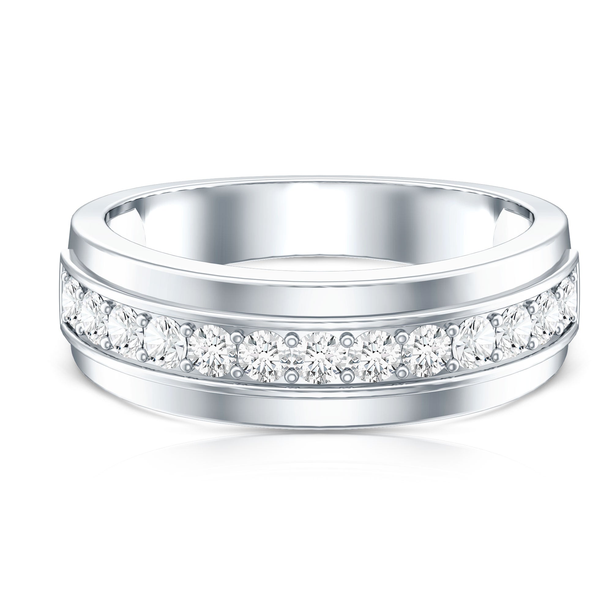 Lab Grown Diamond Half Eternity Mens Wedding Band