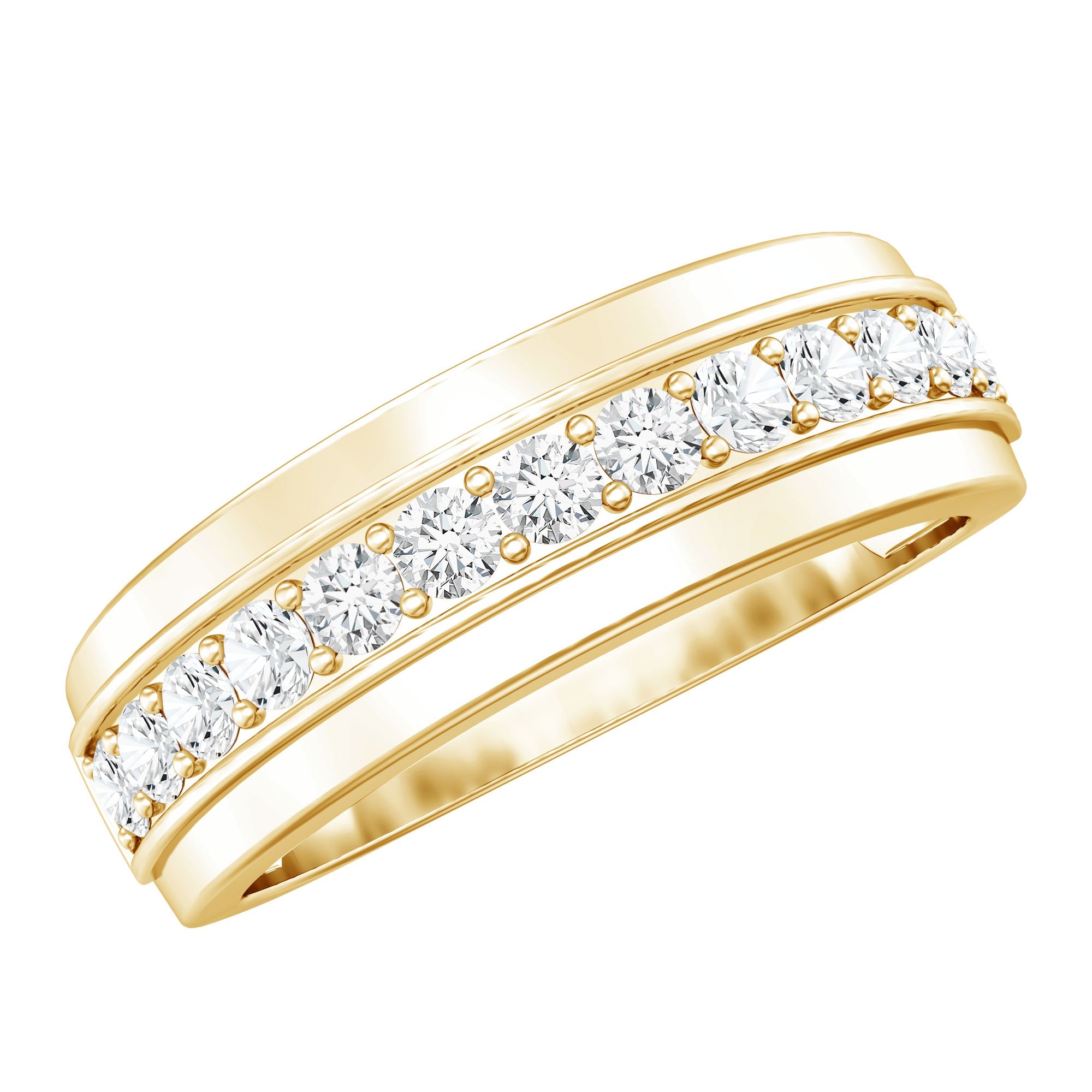Lab Grown Diamond Half Eternity Mens Wedding Band | Rings | Wiccan Center