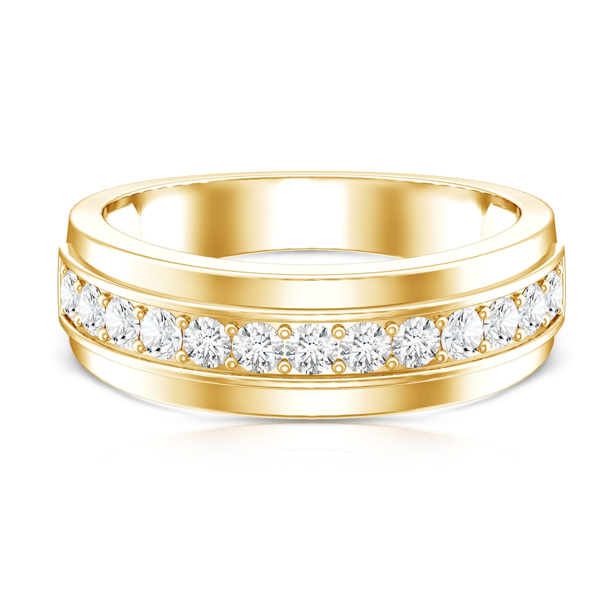 Lab Grown Diamond Half Eternity Mens Wedding Band