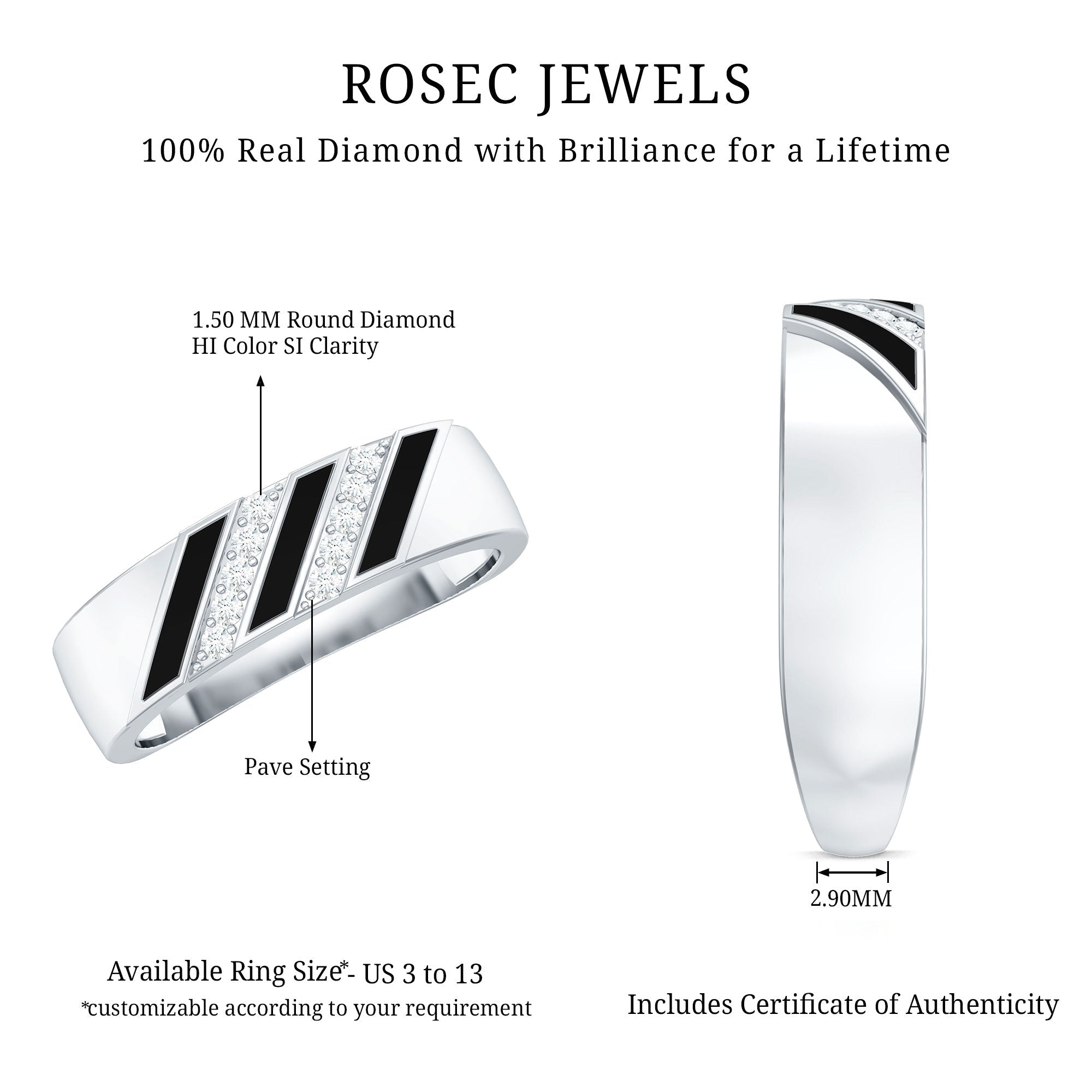 Certified Diamond Enamel Wedding Band