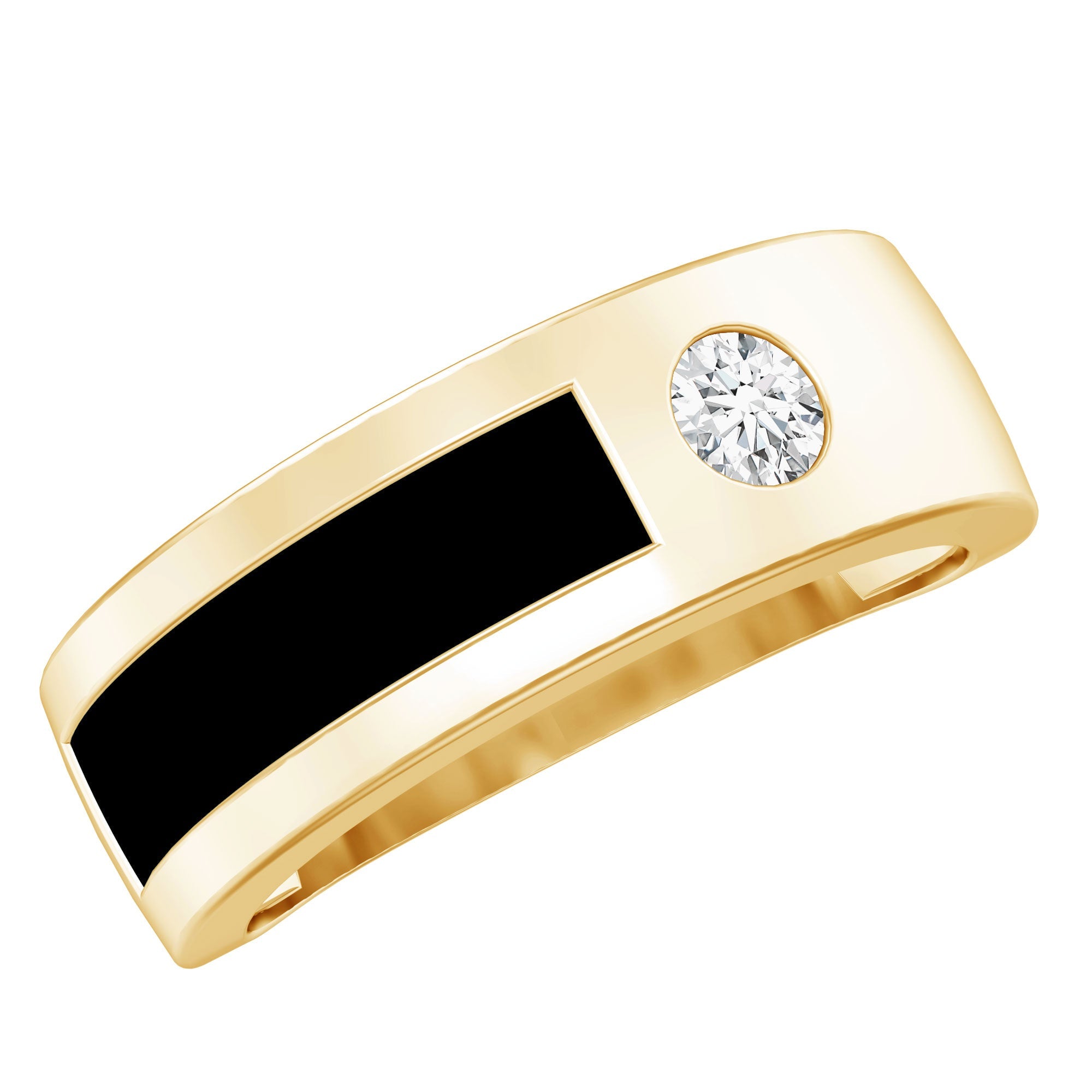 Classic Moissanite Mens Wedding Band with Black Enamel | Rings | Wiccan Center