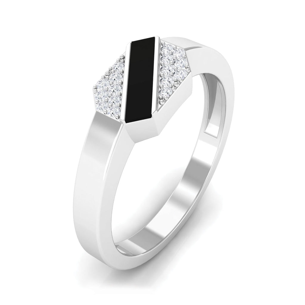 Certified Natural Diamond Mens Engagement Ring with Black Enamel