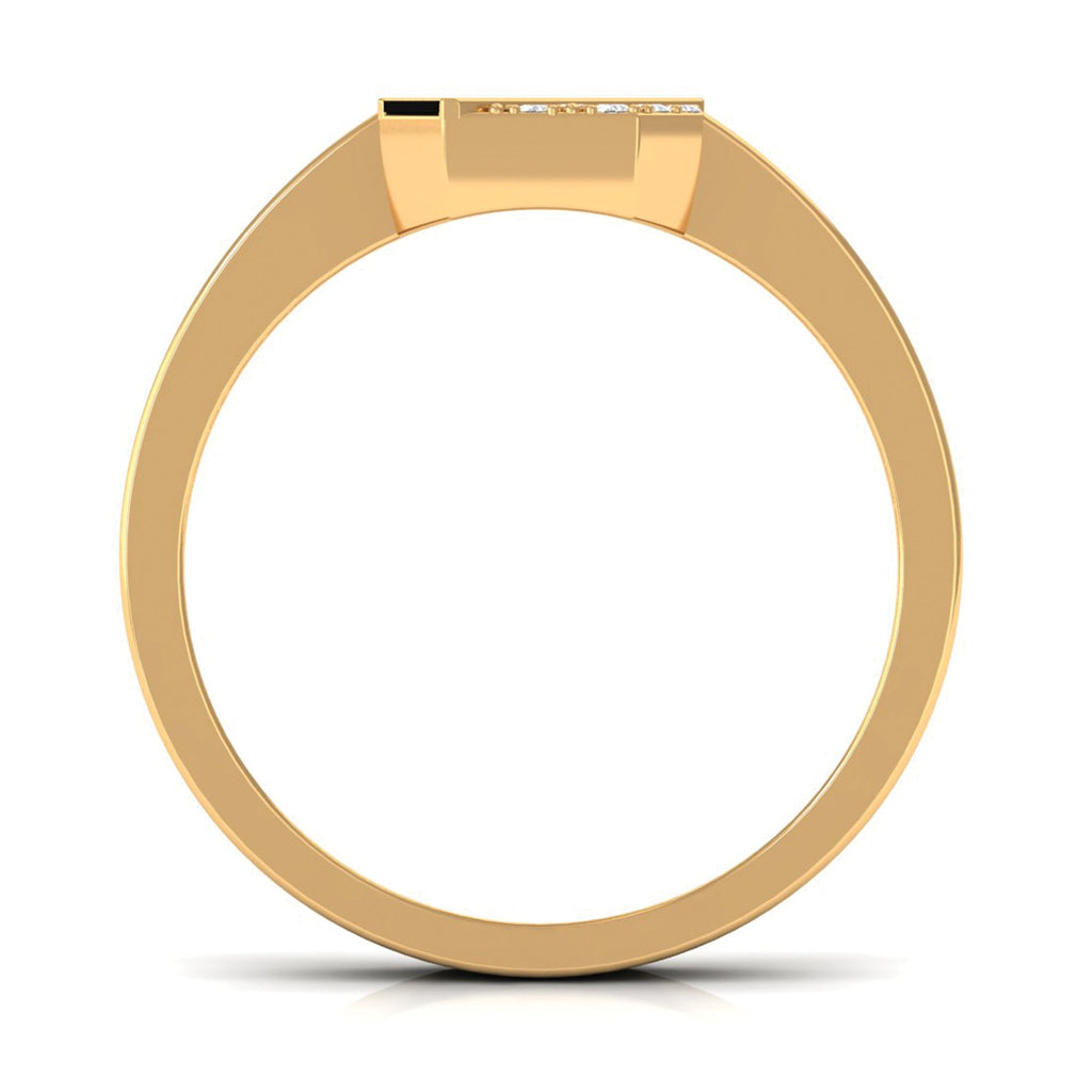 Certified Natural Diamond Mens Engagement Ring with Black Enamel