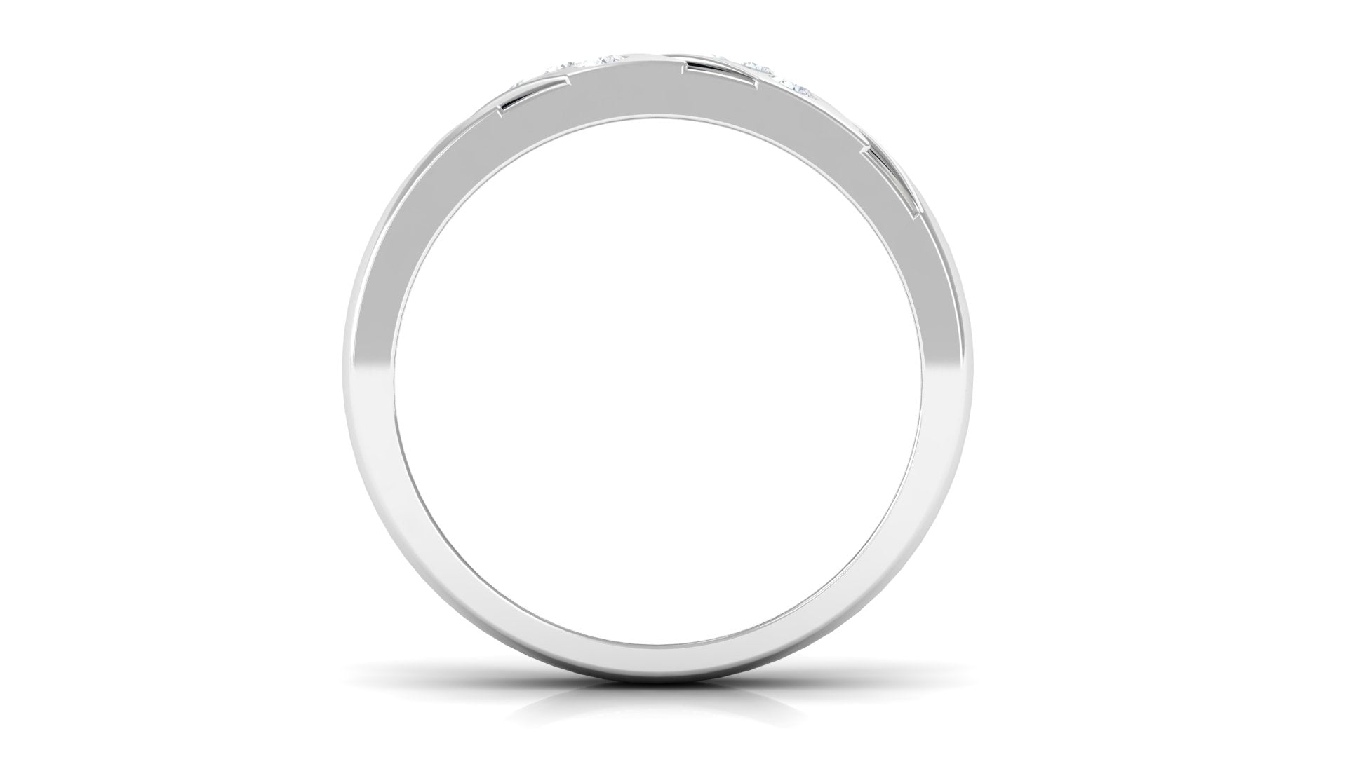 Natural Diamond Mens Wedding Band with Black Enamel
