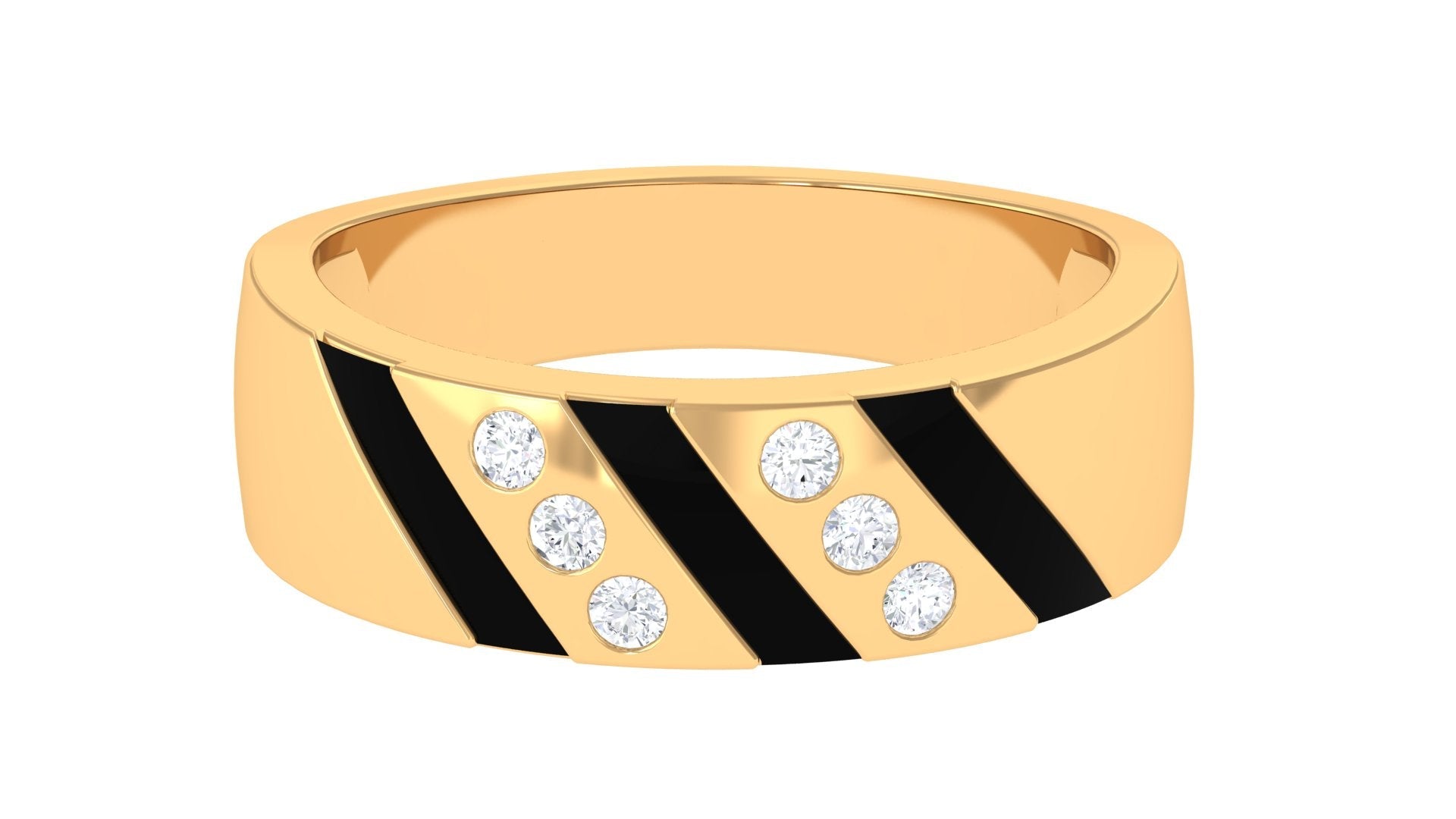 Natural Diamond Mens Wedding Band with Black Enamel | Rings | Wiccan Center