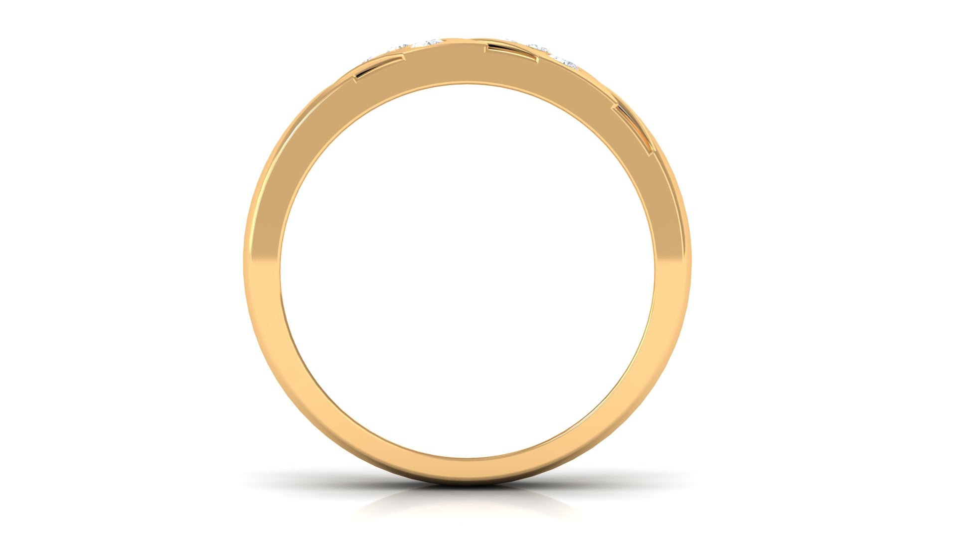 Natural Diamond Mens Wedding Band with Black Enamel
