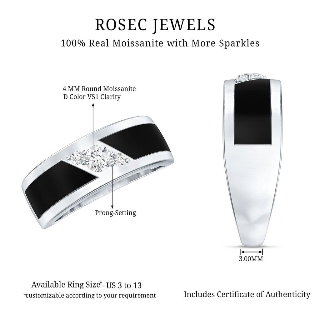 Classic Moissanite Mens Wedding Band Ring