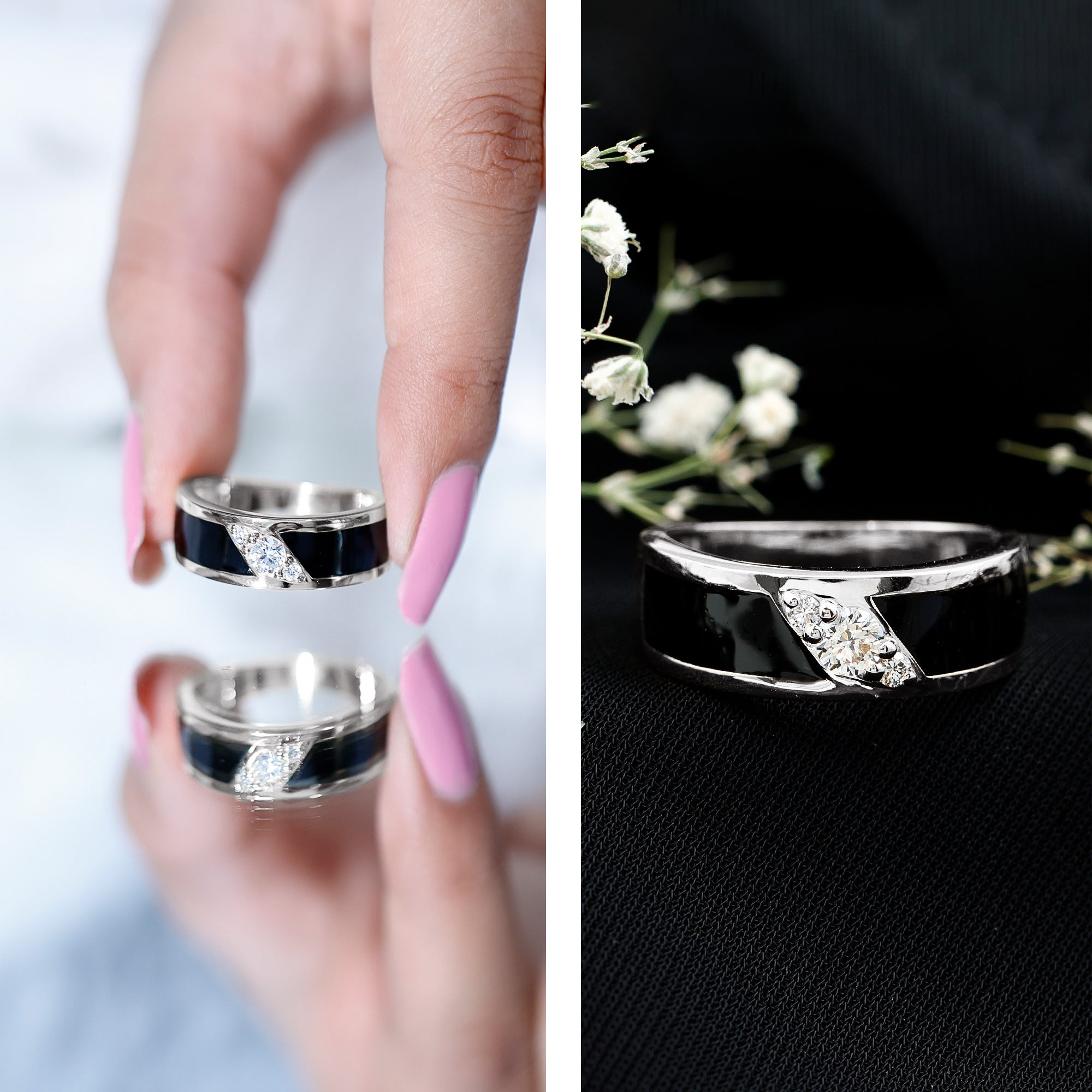 Classic Moissanite Mens Wedding Band Ring
