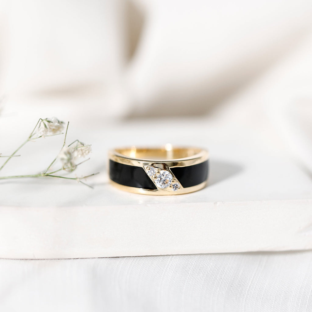 Classic Moissanite Mens Wedding Band Ring