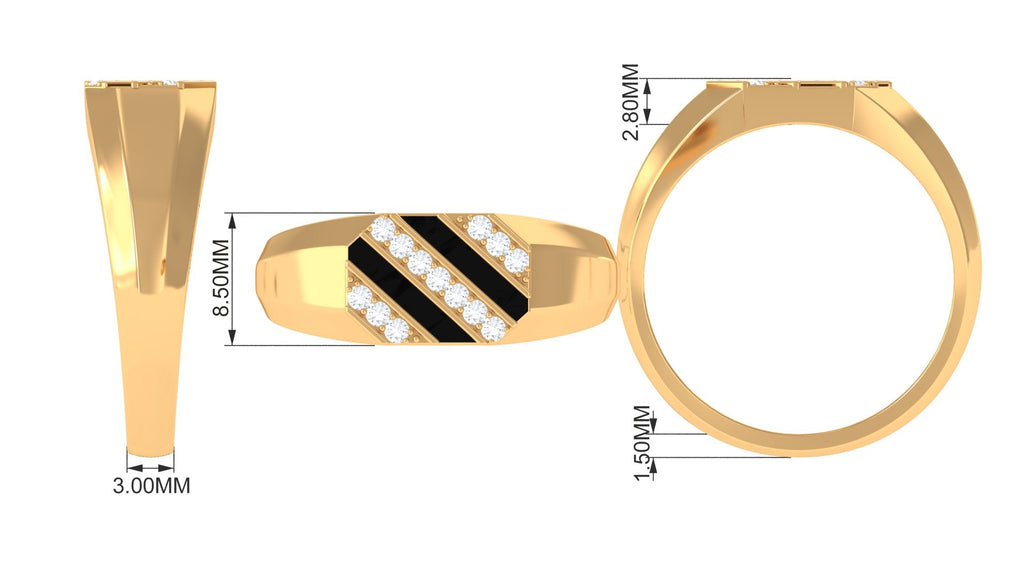 Classic Diamond Mens Engagement Ring with Black Enamel