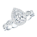 Moissanite Teardrop Engagement Ring with Scalloped Shank