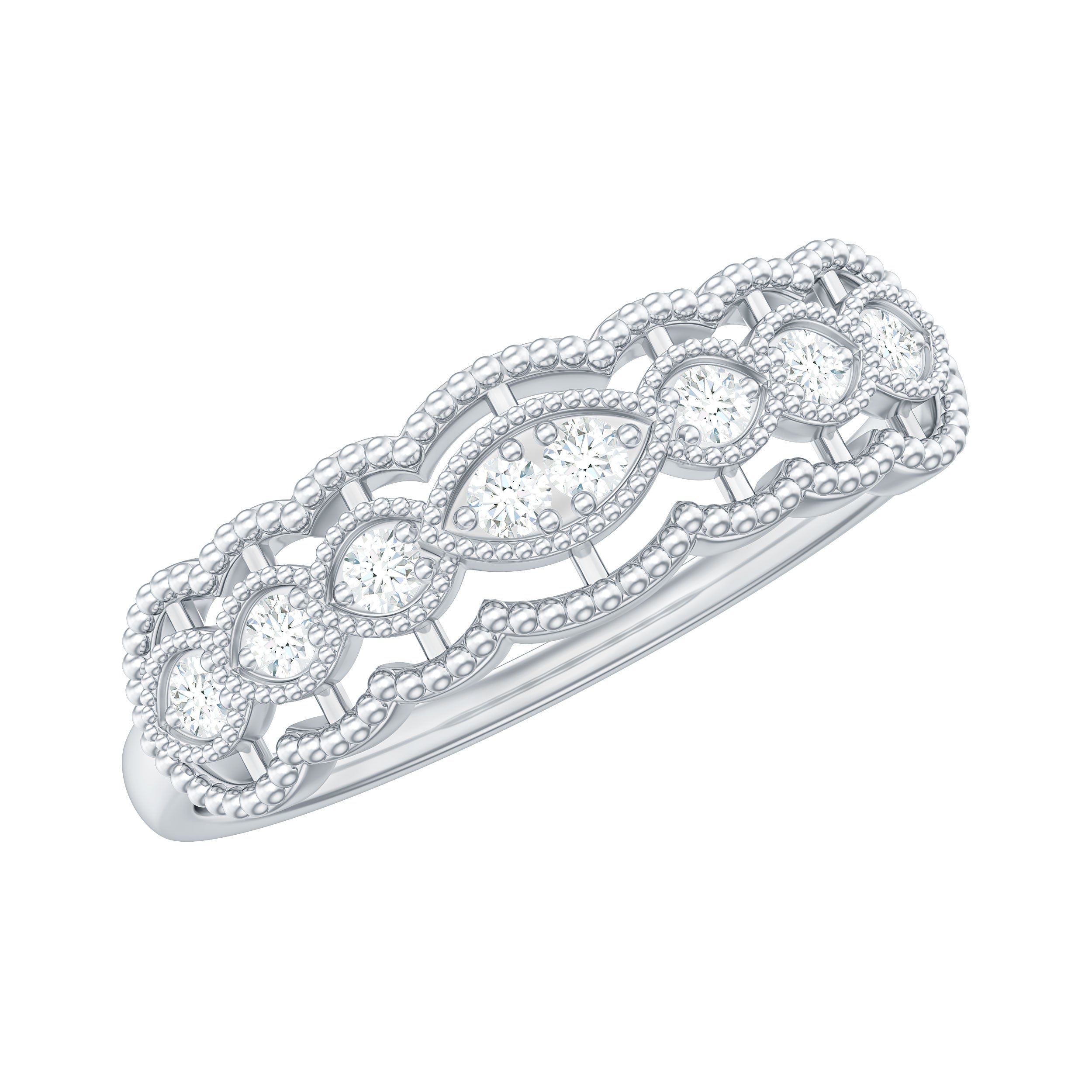 Vintage Inspired Natural Diamond Anniversary Ring