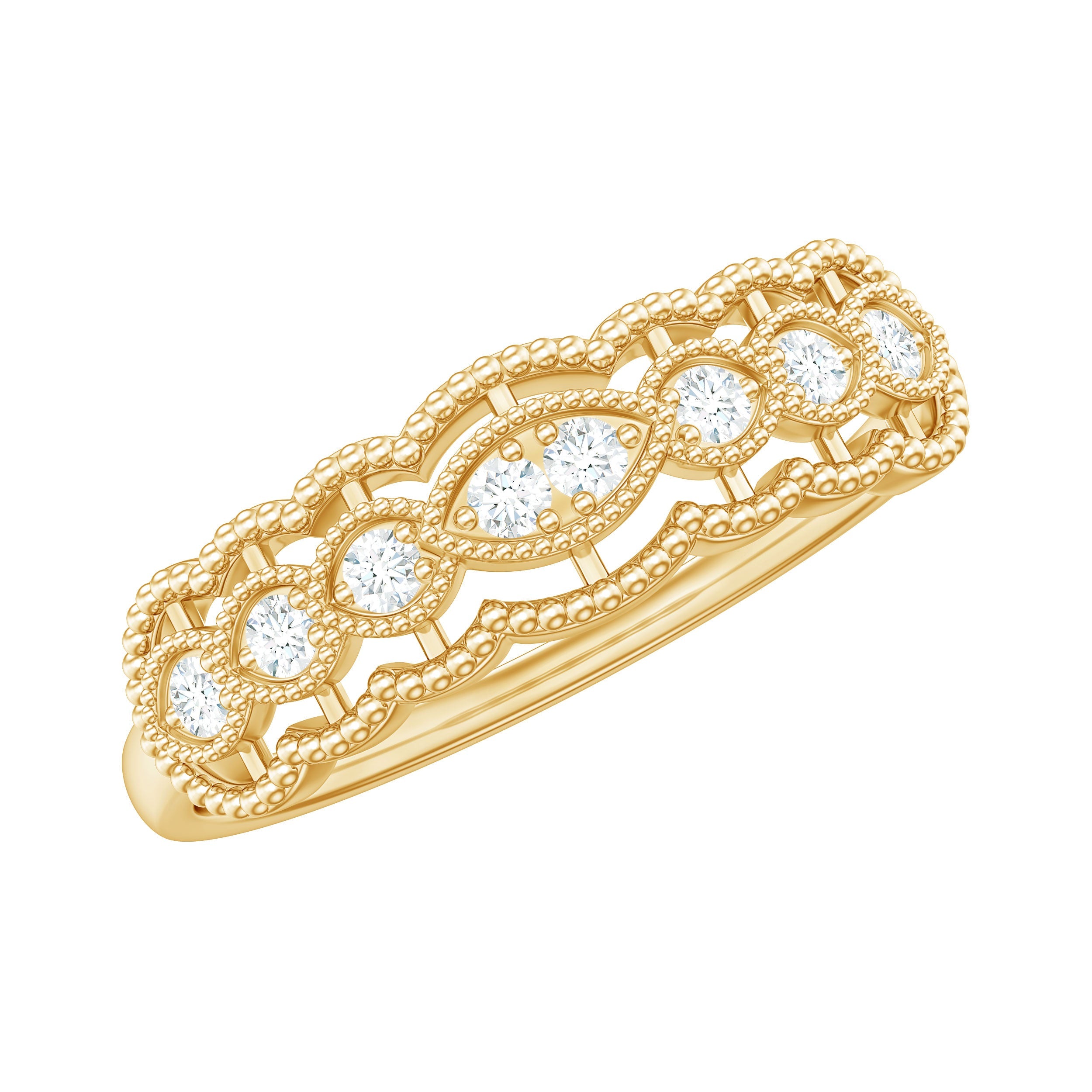 Vintage Inspired Natural Diamond Anniversary Ring | Rings | Wiccan Center