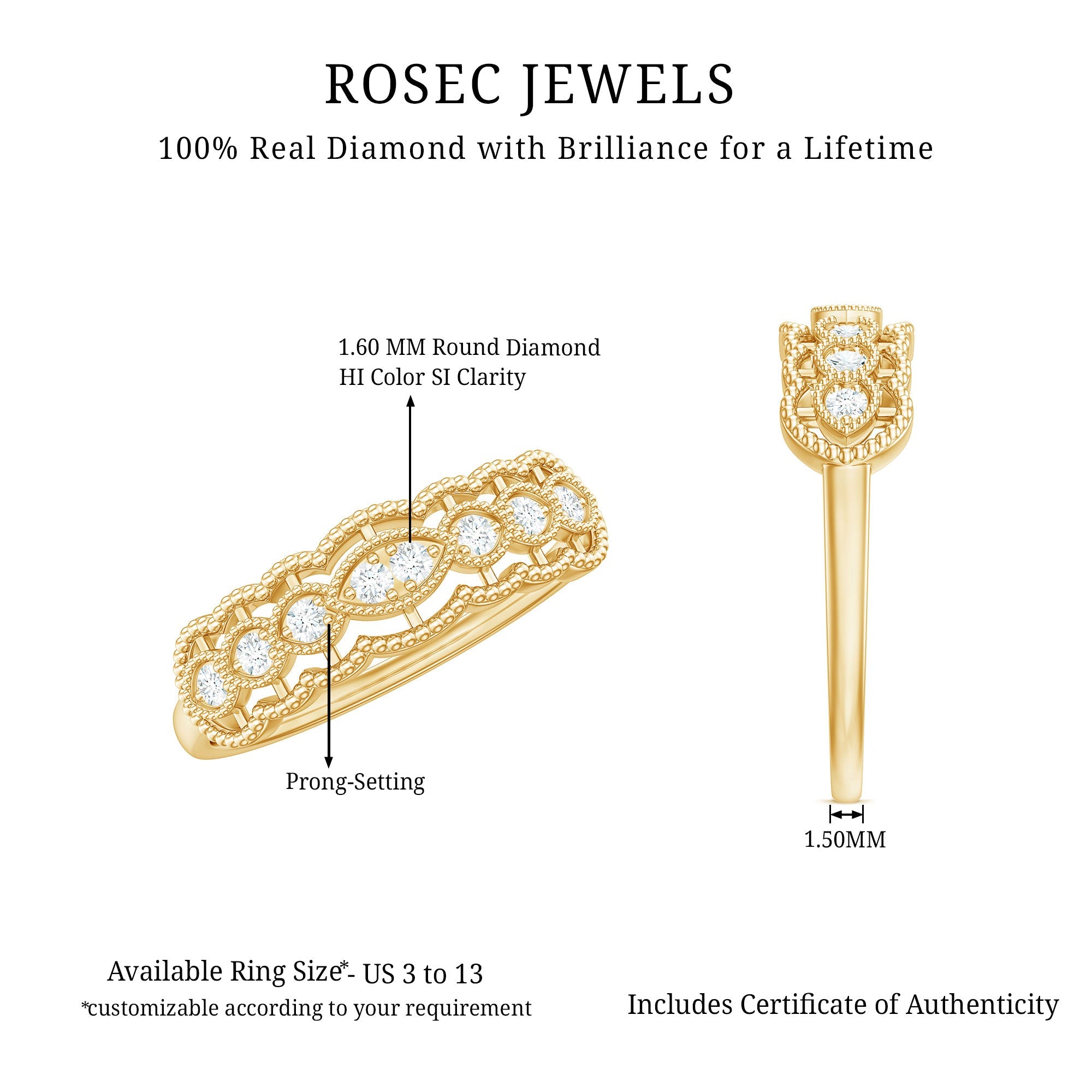 Vintage Inspired Natural Diamond Anniversary Ring