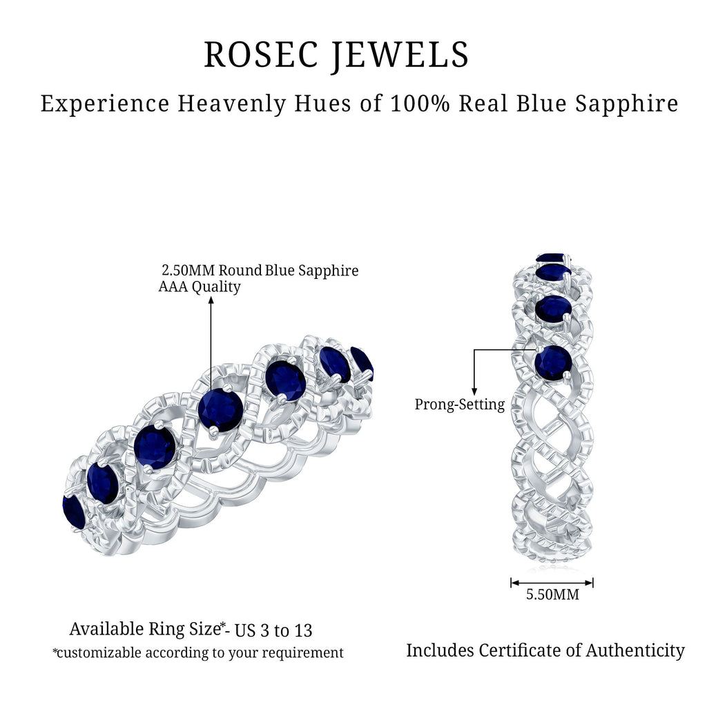 Natural Blue Sapphire Infinity Band For Anniversary