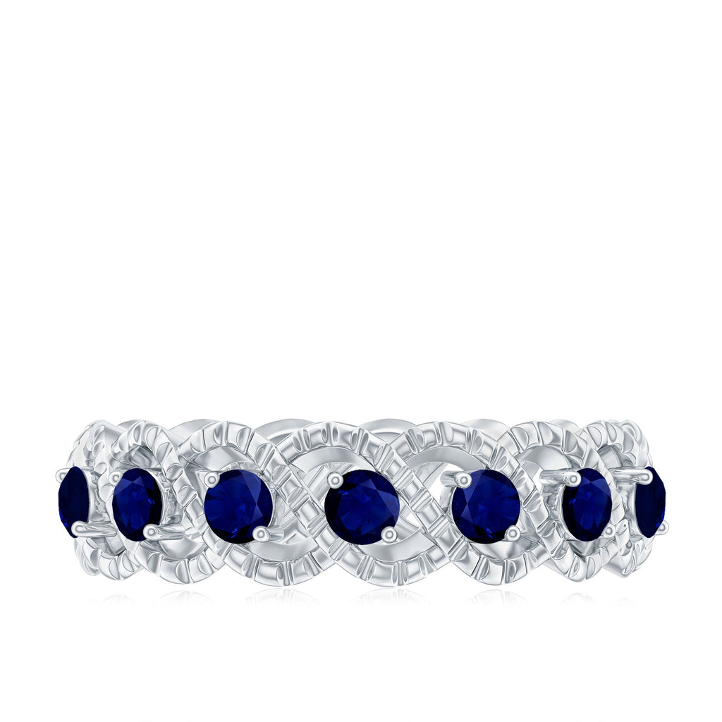 Natural Blue Sapphire Infinity Band For Anniversary