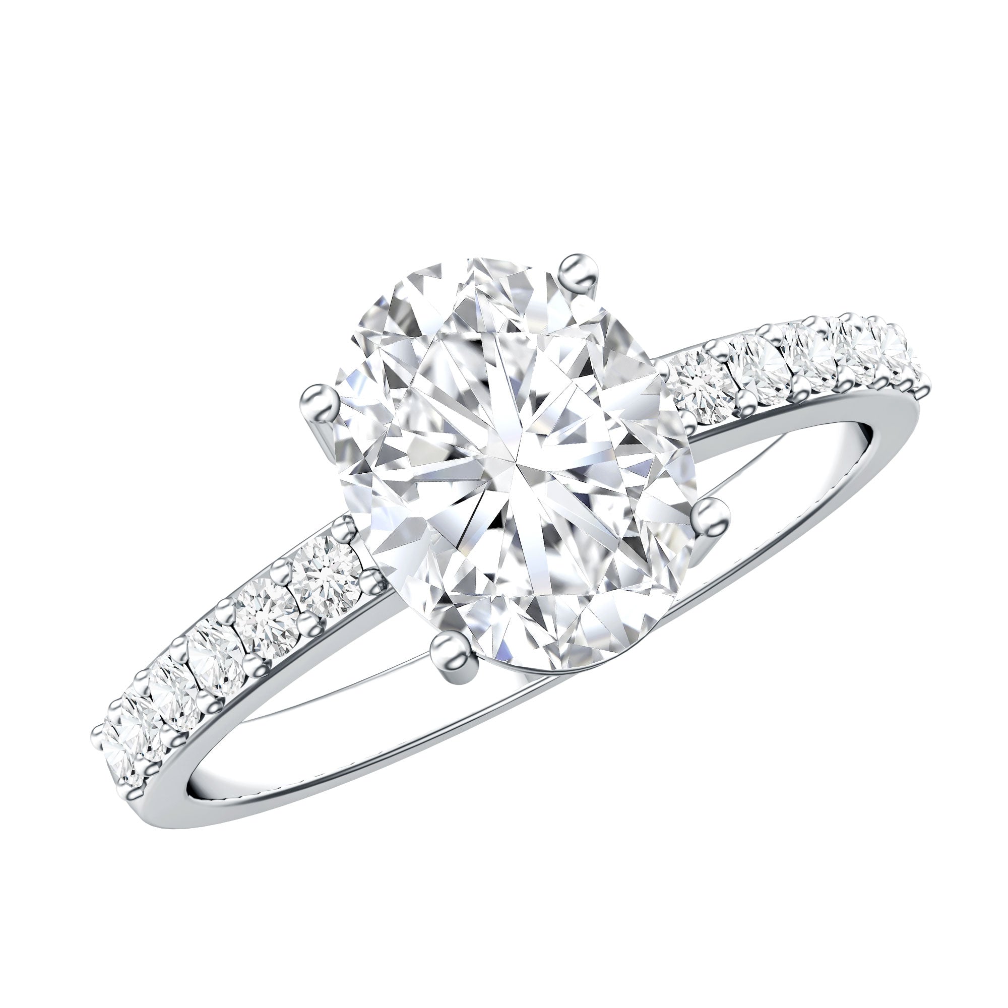 Lab Grown 2 Carat Diamond Oval Engagement Ring with IGI Certificate