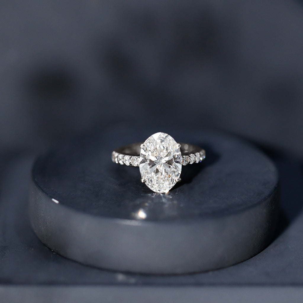IGI Certified 3 Carat Lab Grown Oval Diamond Engagement Ring for Women