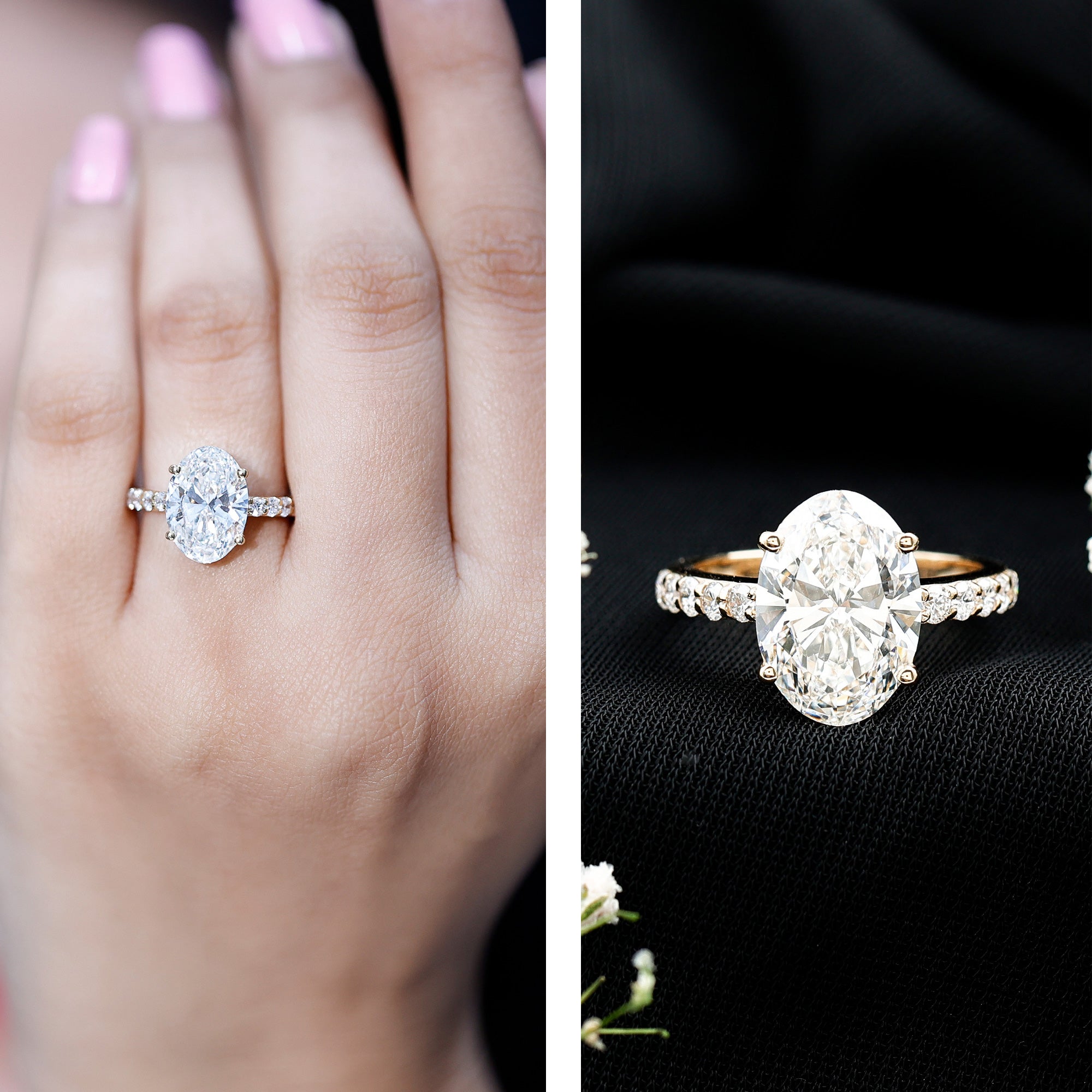 IGI Certified 3 Carat Lab Grown Oval Diamond Engagement Ring for Women