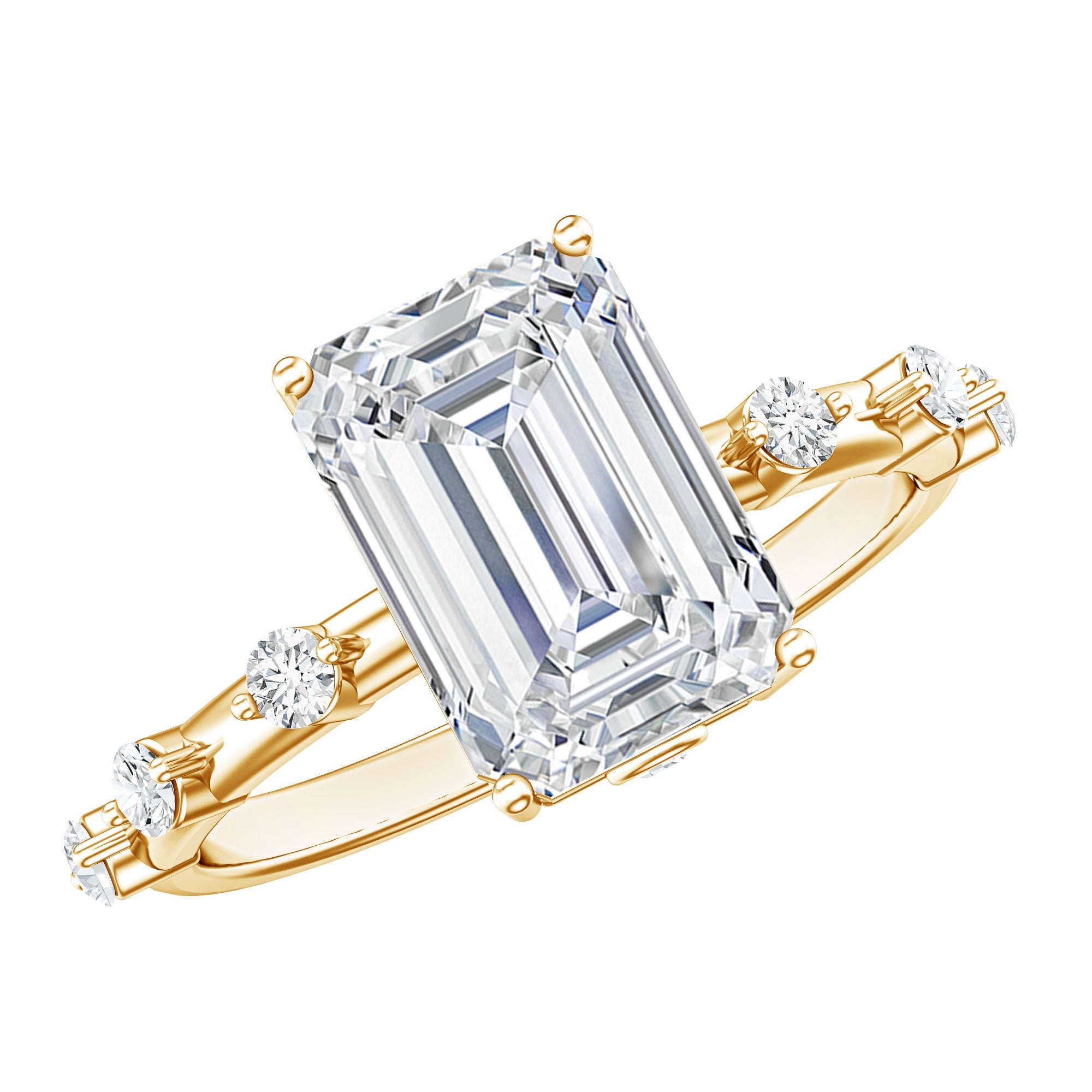 IGI Certified 3 Carat Emerald Cut Lab Grown Diamond Engagement Ring | Rings | Wiccan Center