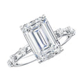 IGI Certified 4 Carat Lab Grown Emerald Cut Diamond Engagement Ring with Spaced Accent