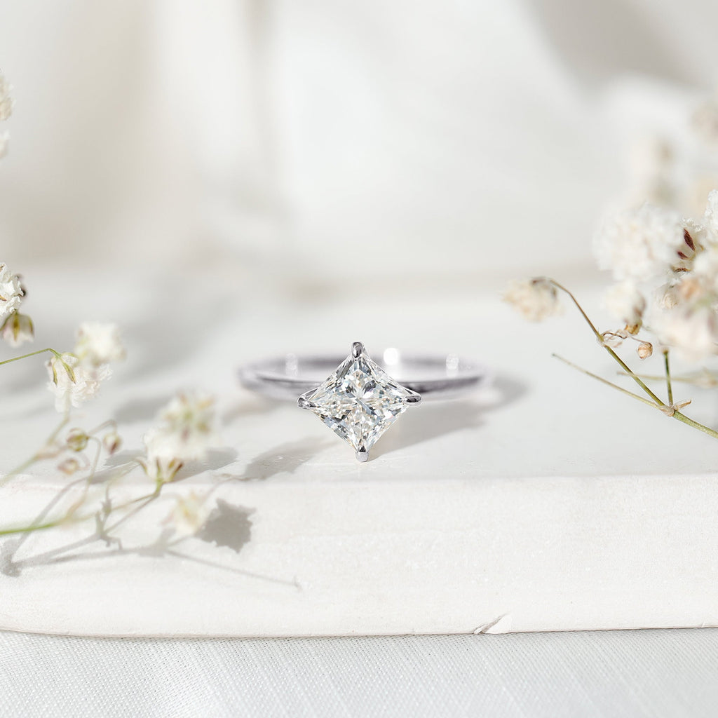 1 Carat Lab Created Diamond Princess Cut Engagement Ring IGI Certified