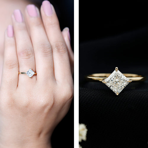 1 Carat Lab Created Diamond Princess Cut Engagement Ring IGI Certified | Rings | Wiccan Center