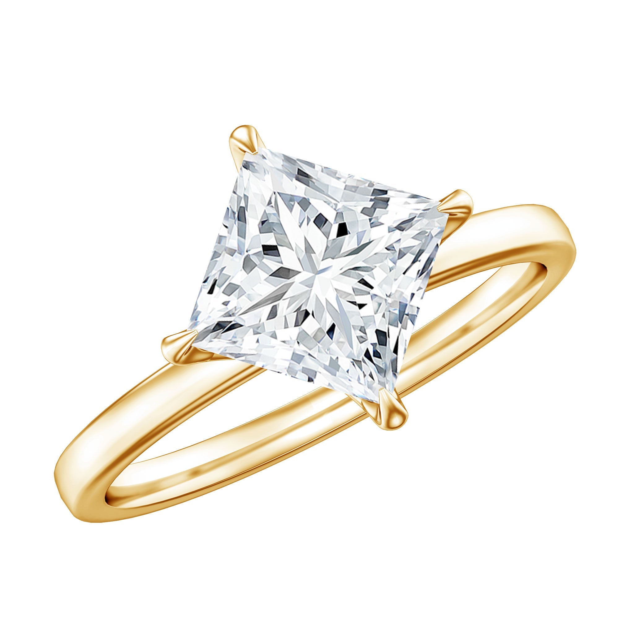 Solitaire 2 Carat Lab Grown Diamond Princess Cut Engagement Ring IGI Certified | Rings | Wiccan Center