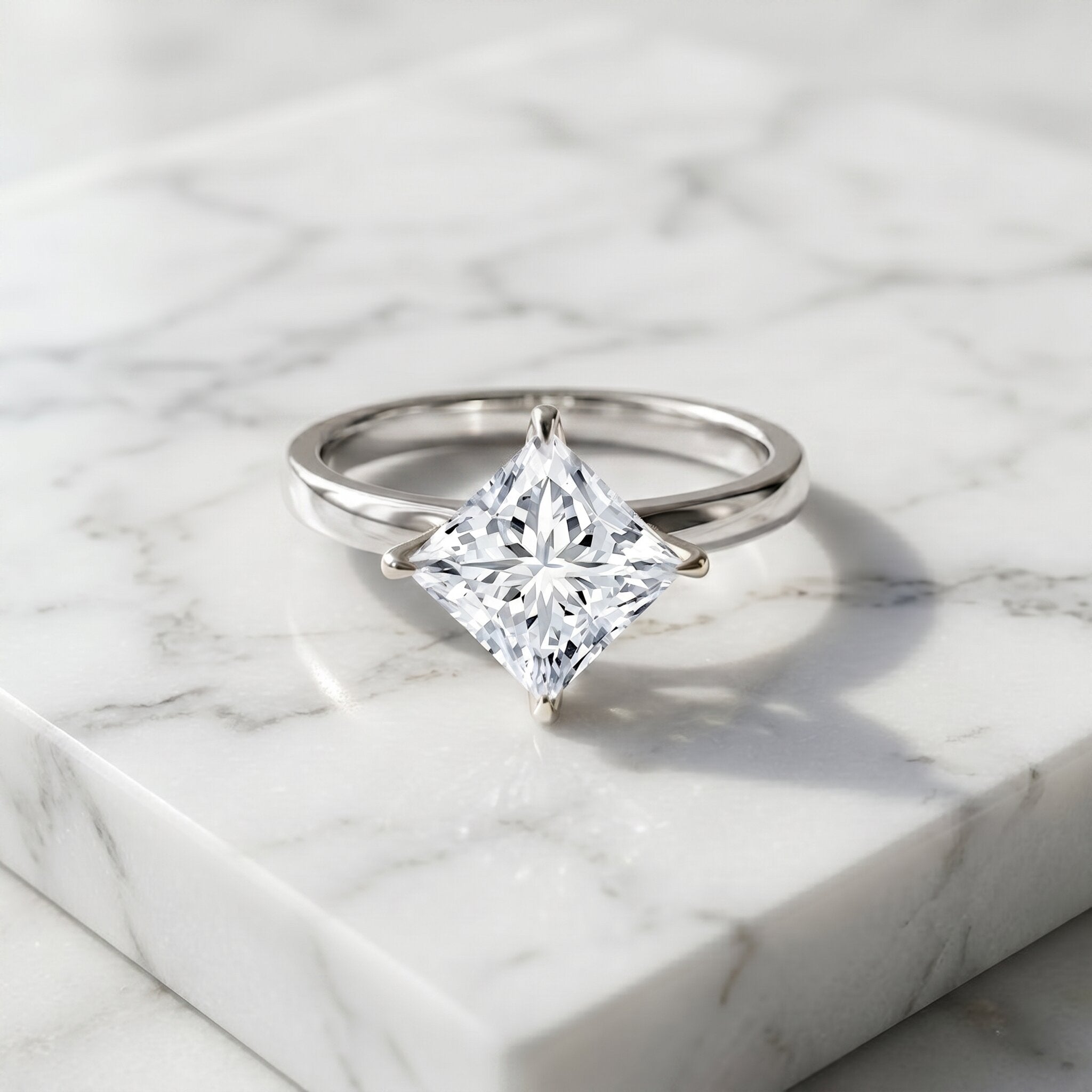 IGI Certified Lab Grown Diamond 3 Carat Princess Cut Engagement Ring