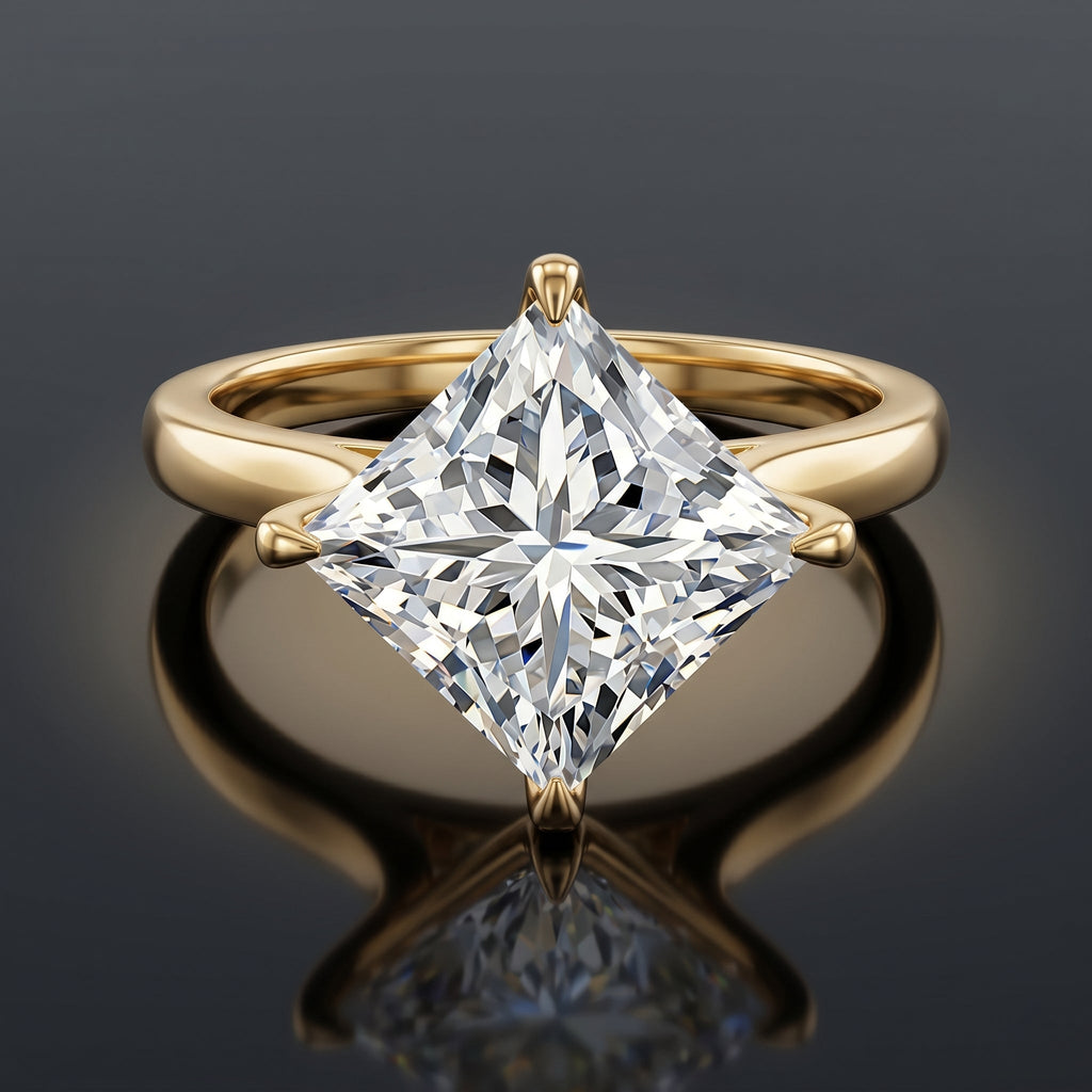 IGI Certified 4 Carat Princess Cut Lab Grown Diamond Engagement Ring
