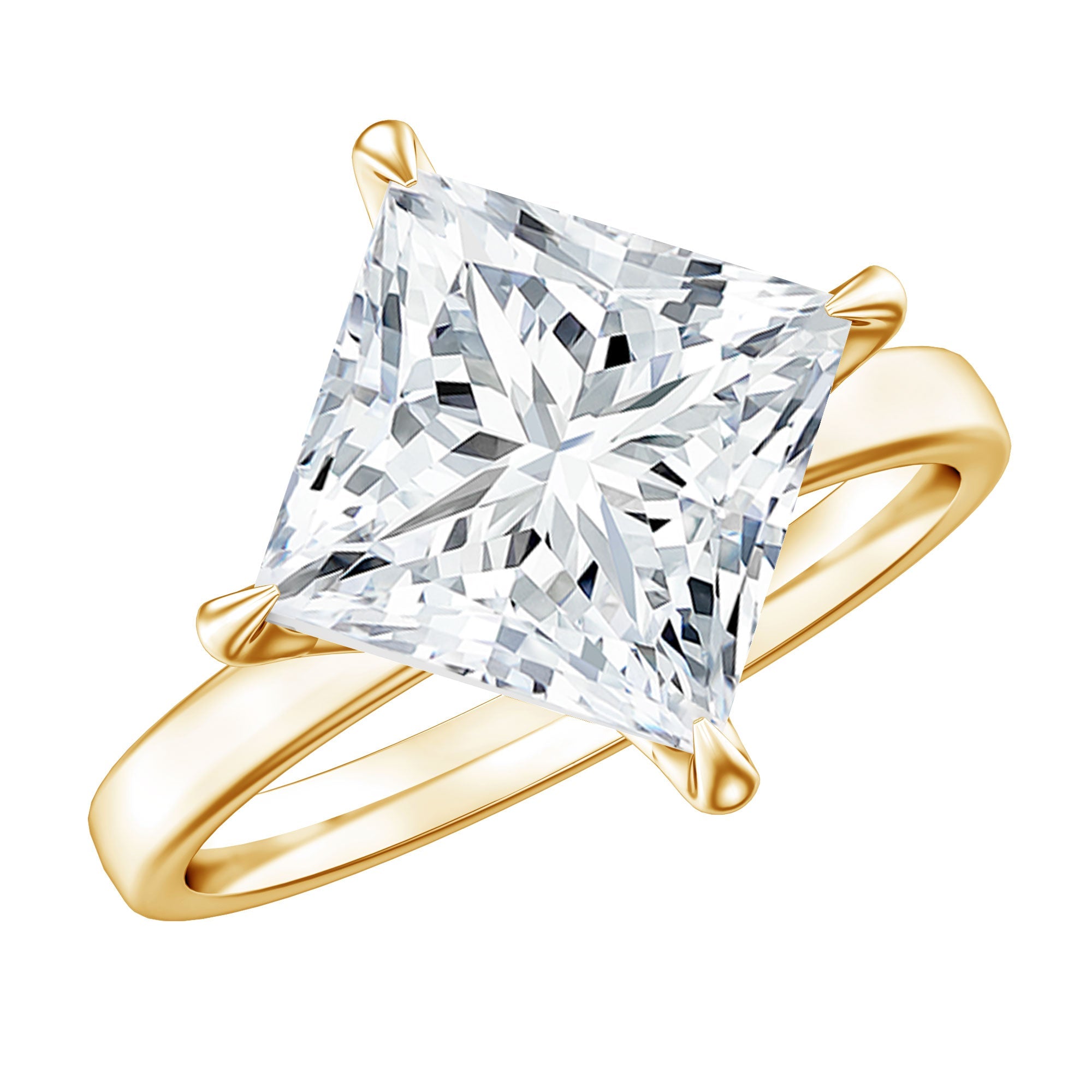 Solitaire 5 Carat Princess Cut Lab Grown Diamond Huge Engagement Ring with IGI Certificate | Rings | Wiccan Center